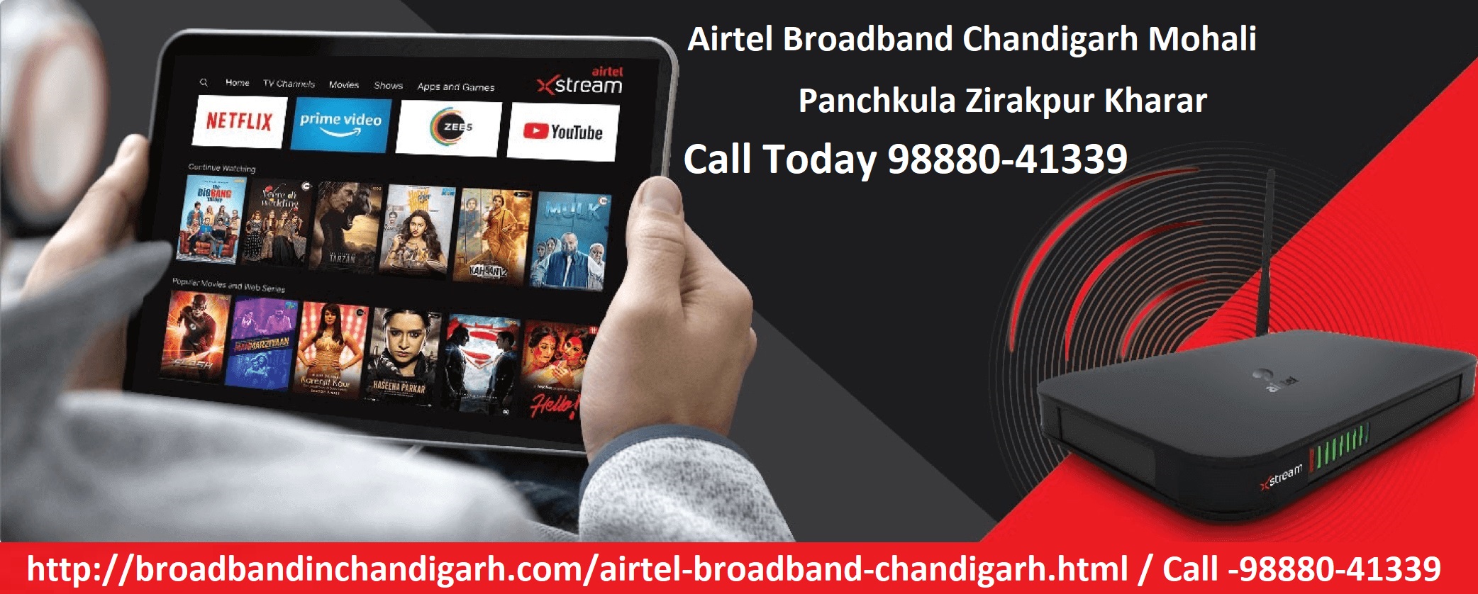 Airtel Broadband chandigarh, Mohali And  Panchkula New Connection